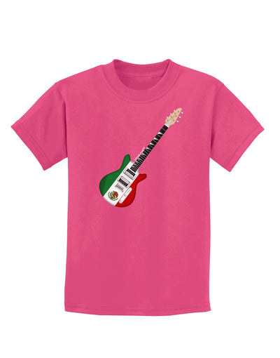 Mexican Flag Guitar Design Childrens Dark T-Shirt by TooLoud-Childrens T-Shirt-TooLoud-Sangria-X-Small-Davson Sales