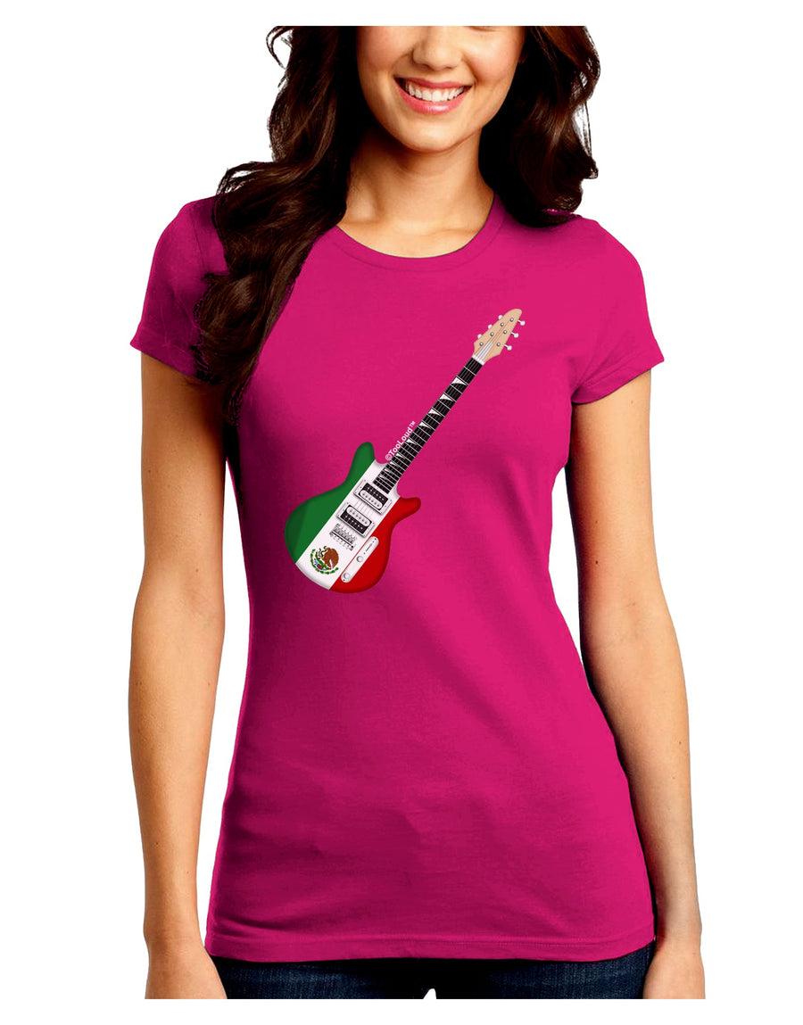 Mexican Flag Guitar Design Juniors Crew Dark T-Shirt by TooLoud-T-Shirts Juniors Tops-TooLoud-Black-Juniors Fitted Small-Davson Sales