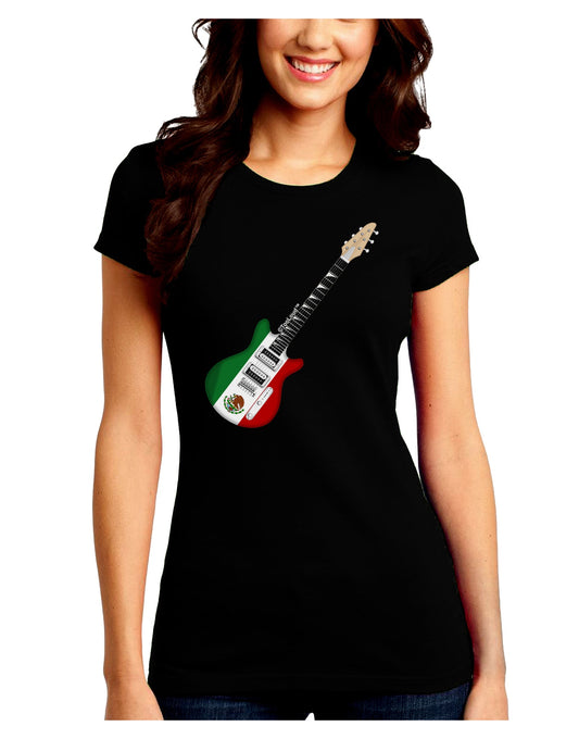 Mexican Flag Guitar Design Juniors Crew Dark T-Shirt by TooLoud-T-Shirts Juniors Tops-TooLoud-Black-Juniors Fitted Small-Davson Sales