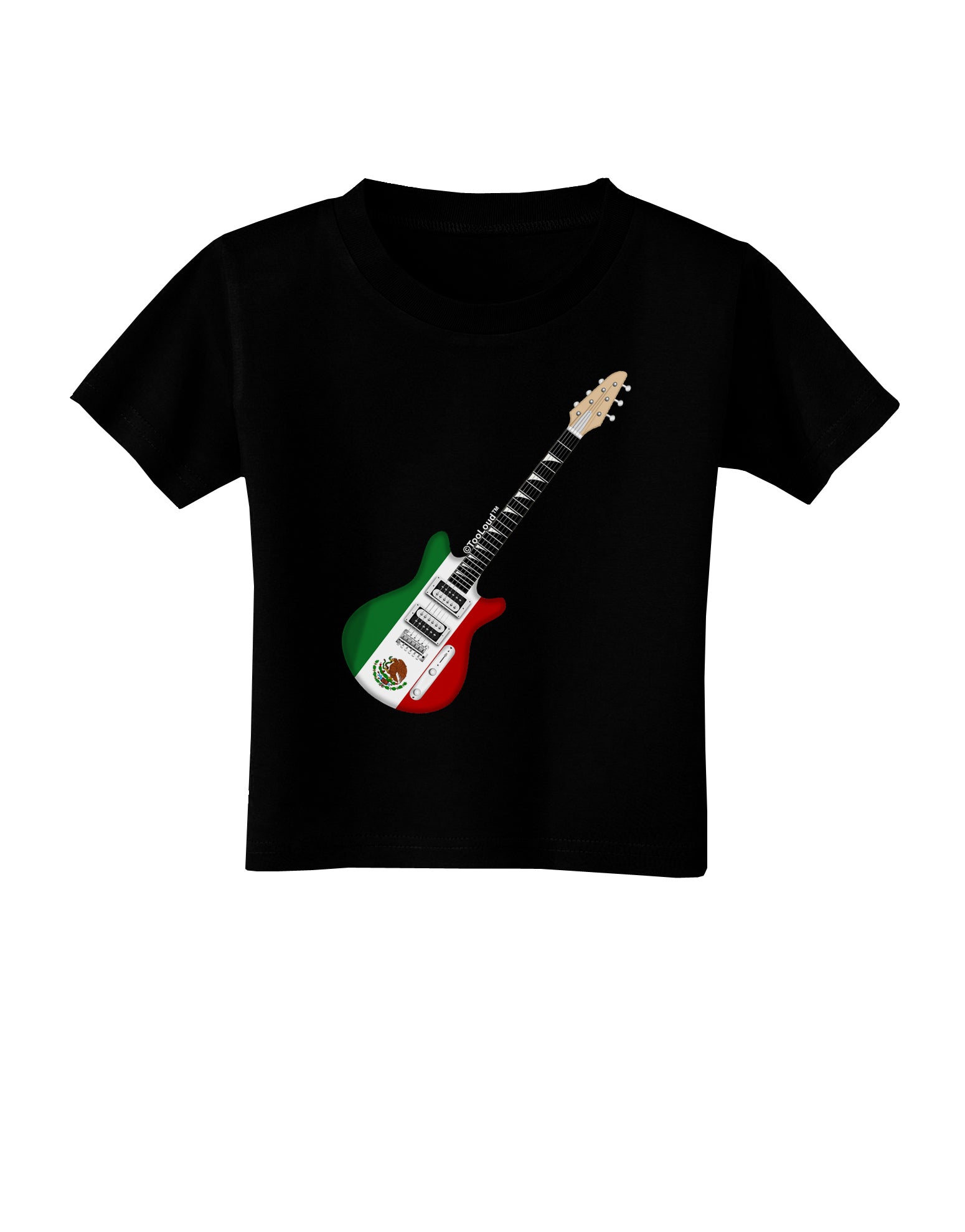 Mexican Flag Guitar Design Toddler T-Shirt Dark by TooLoud-Toddler T-Shirt-TooLoud-Black-2T-Davson Sales