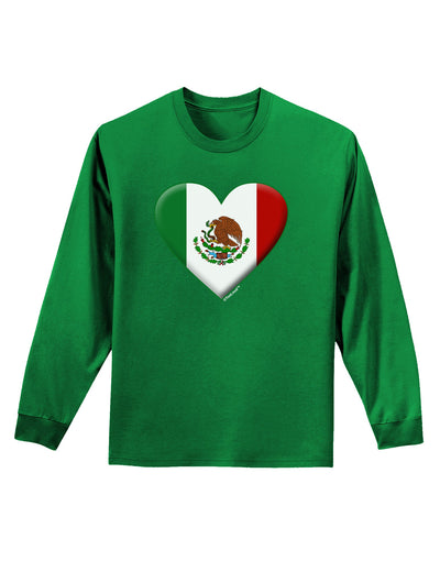 Mexican Flag Heart - Beveled Adult Long Sleeve Dark T-Shirt by TooLoud-TooLoud-Kelly-Green-Small-Davson Sales