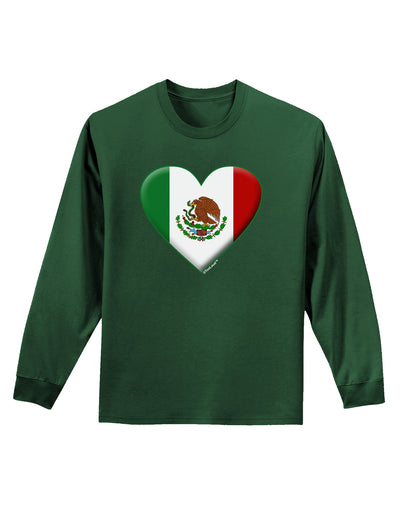 Mexican Flag Heart - Beveled Adult Long Sleeve Dark T-Shirt by TooLoud-TooLoud-Dark-Green-Small-Davson Sales