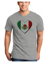 Mexican Flag Heart - Beveled Adult V-Neck T-shirt by TooLoud-Mens V-Neck T-Shirt-TooLoud-HeatherGray-Small-Davson Sales