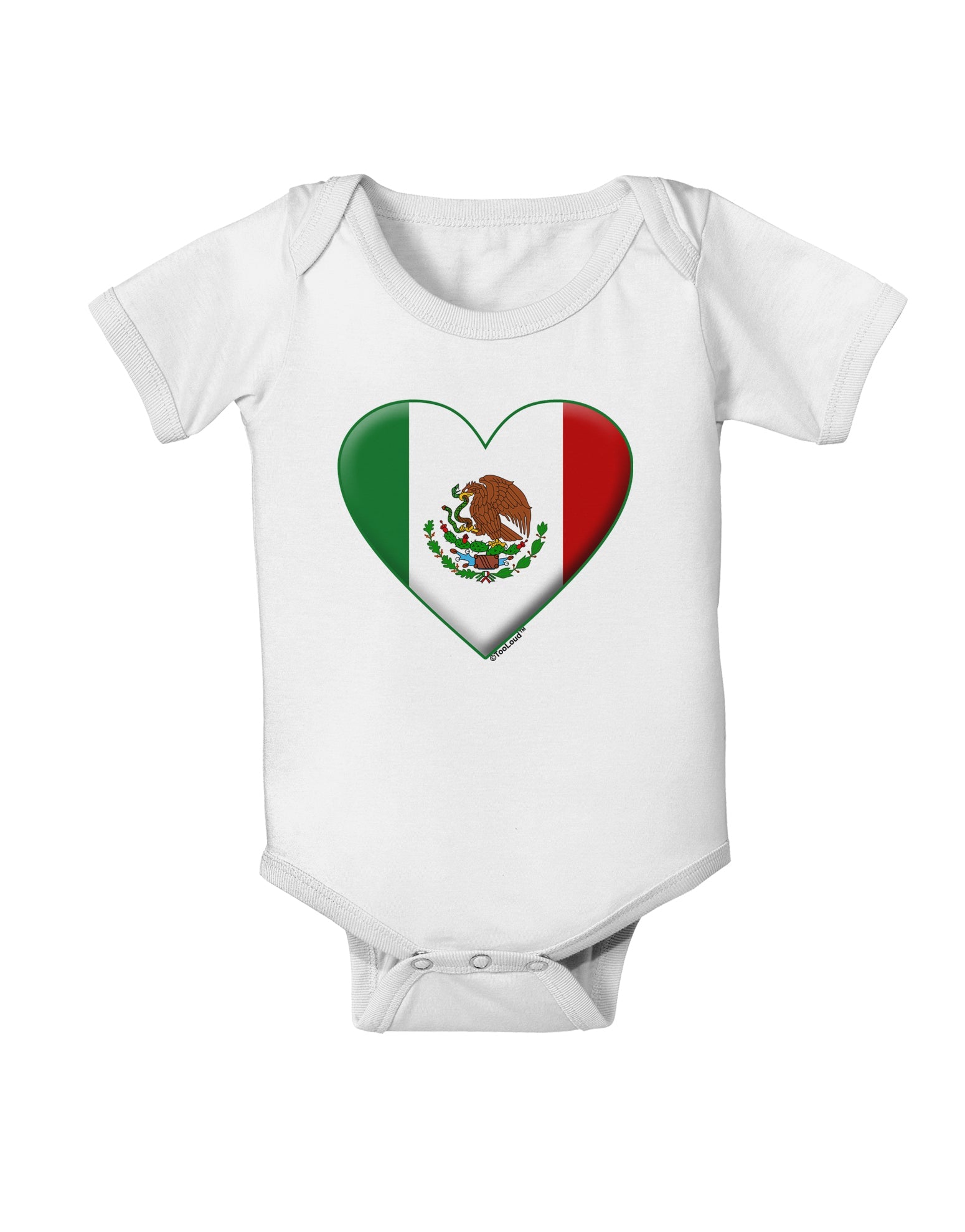 Mexican Flag Heart - Beveled Baby Romper Bodysuit by TooLoud-Baby Romper-TooLoud-White-06-Months-Davson Sales