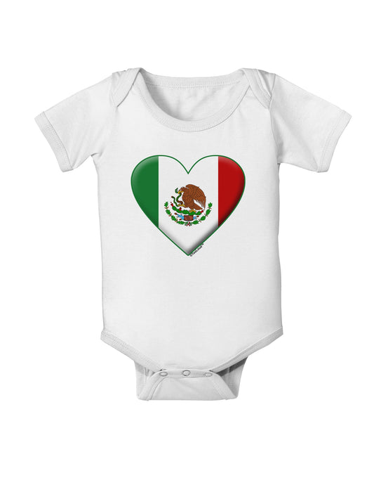 Mexican Flag Heart - Beveled Baby Romper Bodysuit by TooLoud-Baby Romper-TooLoud-White-06-Months-Davson Sales
