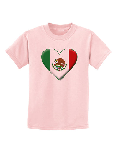 Mexican Flag Heart - Beveled Childrens T-Shirt by TooLoud-Childrens T-Shirt-TooLoud-PalePink-X-Small-Davson Sales