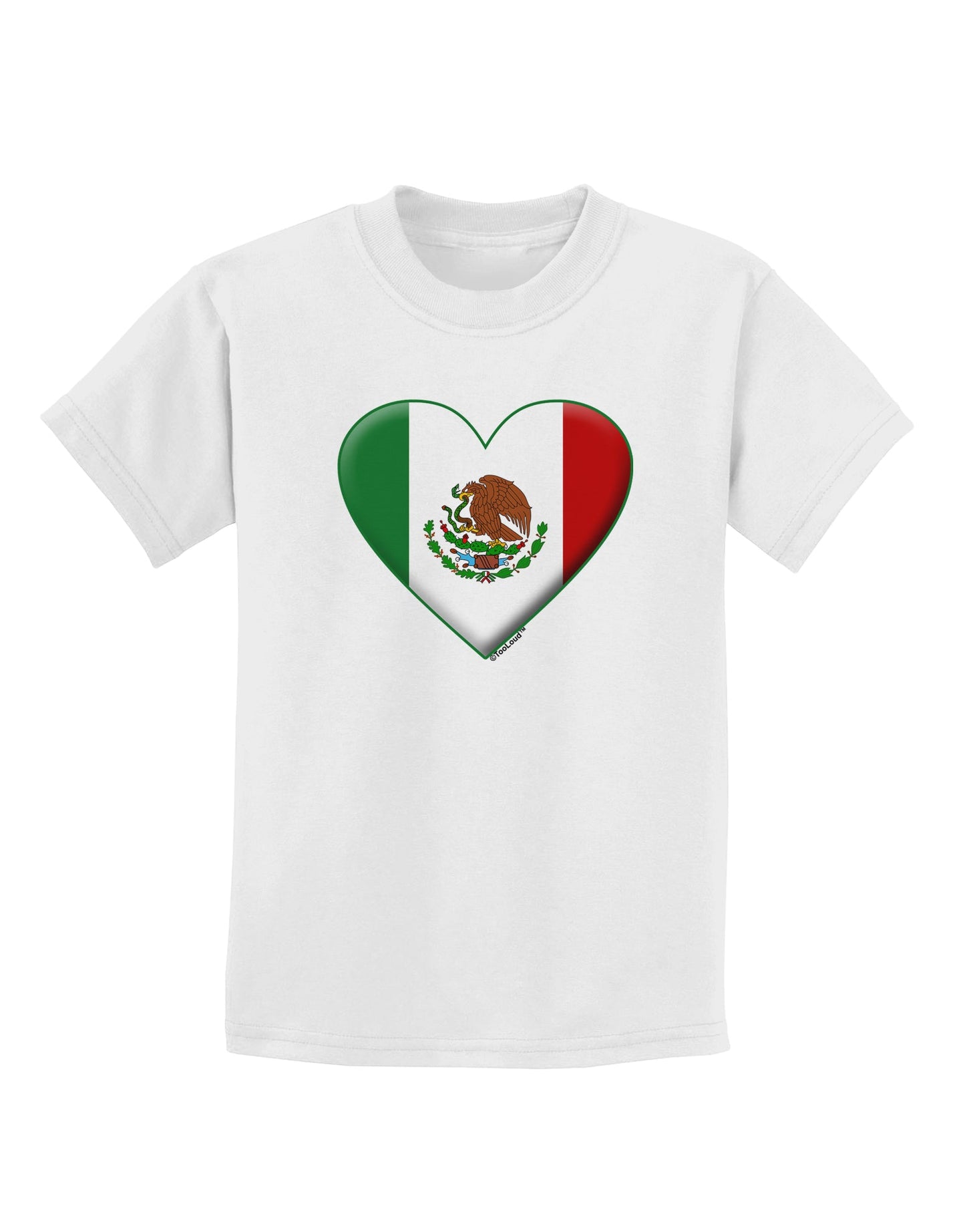 Mexican Flag Heart - Beveled Childrens T-Shirt by TooLoud-Childrens T-Shirt-TooLoud-White-X-Small-Davson Sales
