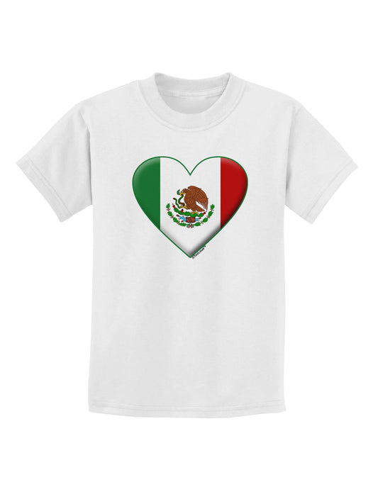 Mexican Flag Heart - Beveled Childrens T-Shirt by TooLoud-Childrens T-Shirt-TooLoud-White-X-Small-Davson Sales