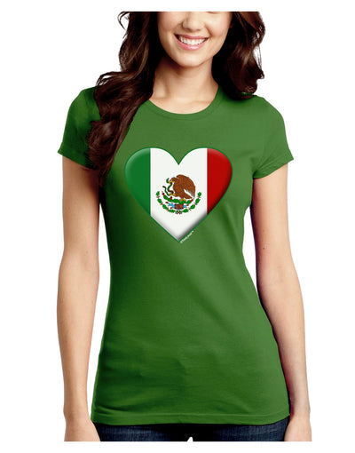 Mexican Flag Heart - Beveled Juniors Crew Dark T-Shirt by TooLoud-T-Shirts Juniors Tops-TooLoud-Kiwi-Green-Juniors Fitted X-Small-Davson Sales