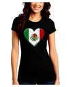 Mexican Flag Heart - Beveled Juniors Crew Dark T-Shirt by TooLoud-T-Shirts Juniors Tops-TooLoud-Black-Juniors Fitted Small-Davson Sales