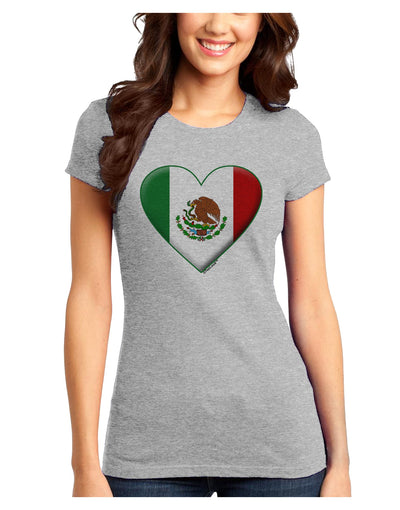 Mexican Flag Heart - Beveled Juniors T-Shirt by TooLoud-Womens Juniors T-Shirt-TooLoud-Ash-Gray-Juniors Fitted X-Small-Davson Sales