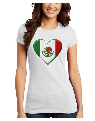 Mexican Flag Heart - Beveled Juniors T-Shirt by TooLoud-Womens Juniors T-Shirt-TooLoud-White-Juniors Fitted X-Small-Davson Sales