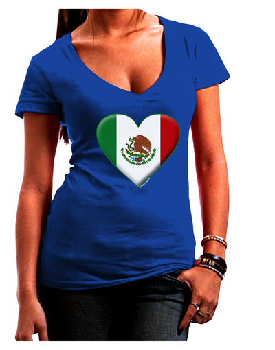 Mexican Flag Heart - Beveled Juniors V-Neck Dark T-Shirt by TooLoud-Womens V-Neck T-Shirts-TooLoud-Royal-Blue-Juniors Fitted Small-Davson Sales