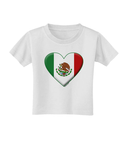 Mexican Flag Heart - Beveled Toddler T-Shirt by TooLoud-Toddler T-Shirt-TooLoud-White-2T-Davson Sales