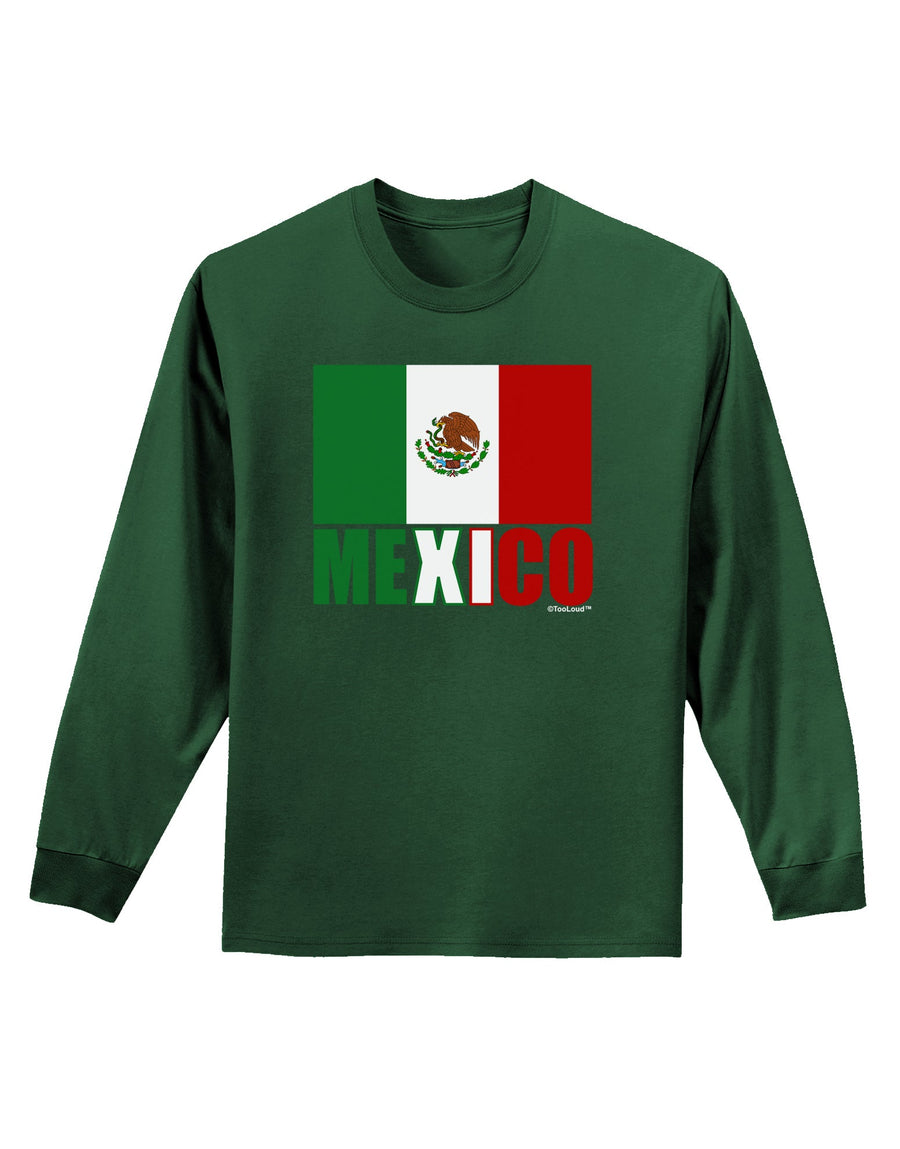 Mexican Flag - Mexico Text Adult Long Sleeve Dark T-Shirt by TooLoud-TooLoud-Black-Small-Davson Sales