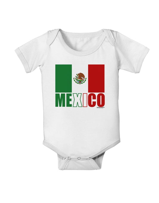 Mexican Flag - Mexico Text Baby Romper Bodysuit by TooLoud-Baby Romper-TooLoud-White-06-Months-Davson Sales