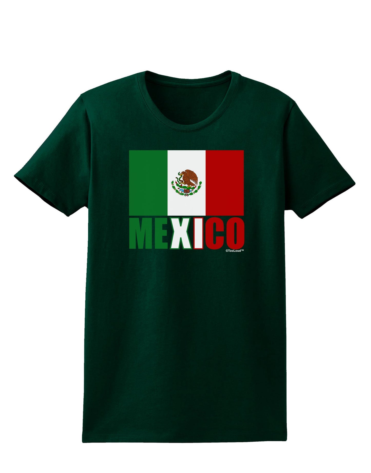 Mexican Flag - Mexico Text Womens Dark T-Shirt by TooLoud-Womens T-Shirt-TooLoud-Forest-Green-Small-Davson Sales