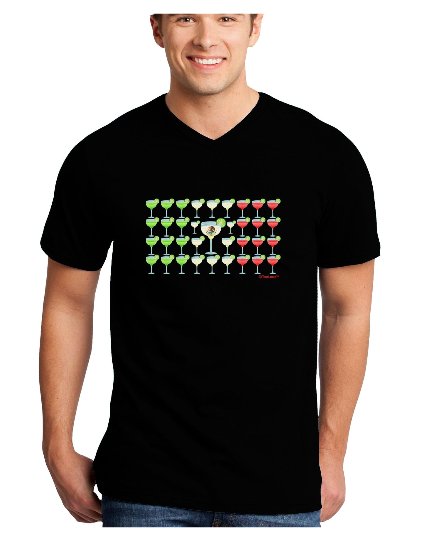 Mexican Flag of Margaritas Adult Dark V-Neck T-Shirt by TooLoud-Mens V-Neck T-Shirt-TooLoud-Black-Small-Davson Sales