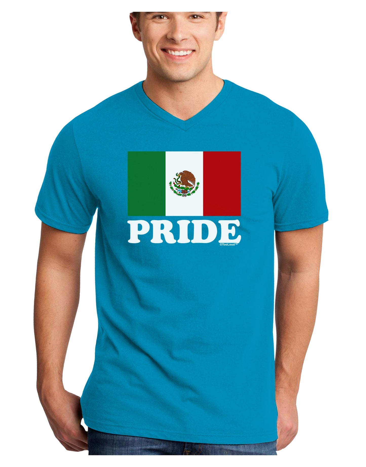 Mexican Pride - Mexican Flag Adult Dark V-Neck T-Shirt by TooLoud-Mens V-Neck T-Shirt-TooLoud-Turquoise-Small-Davson Sales