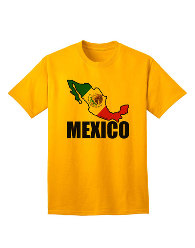 Mexican Pride: Mexico Outline - Mexican Flag - Mexico Text Adult T-Shirt by TooLoud-Mens T-shirts-TooLoud-Gold-Small-Davson Sales