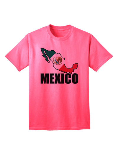 Mexican Pride: Mexico Outline - Mexican Flag - Mexico Text Adult T-Shirt by TooLoud-Mens T-shirts-TooLoud-Neon-Pink-Small-Davson Sales