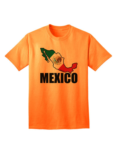 Mexican Pride: Mexico Outline - Mexican Flag - Mexico Text Adult T-Shirt by TooLoud-Mens T-shirts-TooLoud-Neon-Orange-Small-Davson Sales