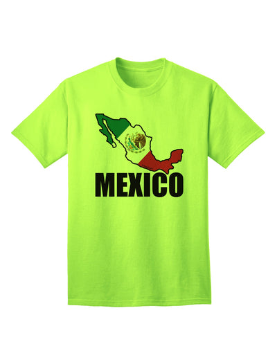 Mexican Pride: Mexico Outline - Mexican Flag - Mexico Text Adult T-Shirt by TooLoud-Mens T-shirts-TooLoud-Neon-Green-Small-Davson Sales