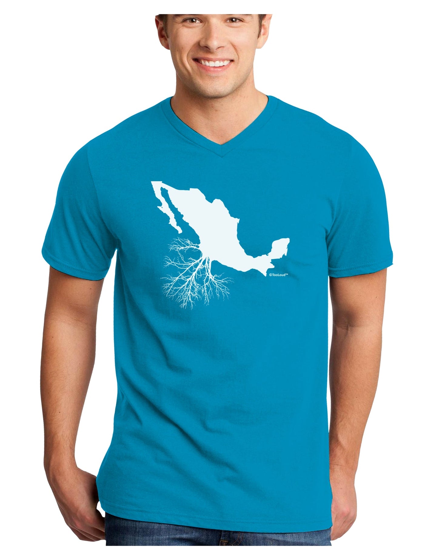 Mexican Roots Design Adult Dark V-Neck T-Shirt by TooLoud-Mens V-Neck T-Shirt-TooLoud-Turquoise-Small-Davson Sales
