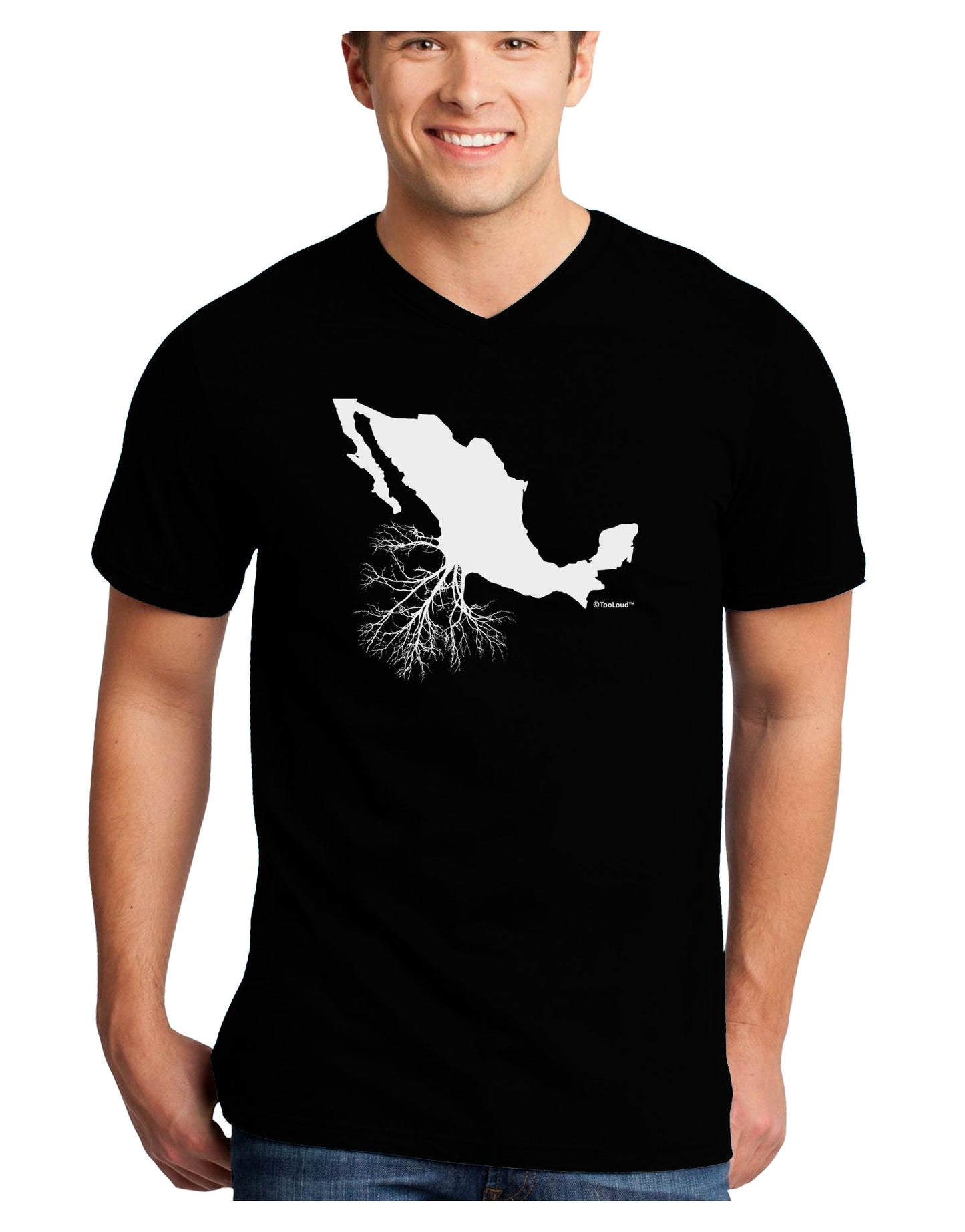 Mexican Roots Design Adult Dark V-Neck T-Shirt by TooLoud-Mens V-Neck T-Shirt-TooLoud-Black-Small-Davson Sales