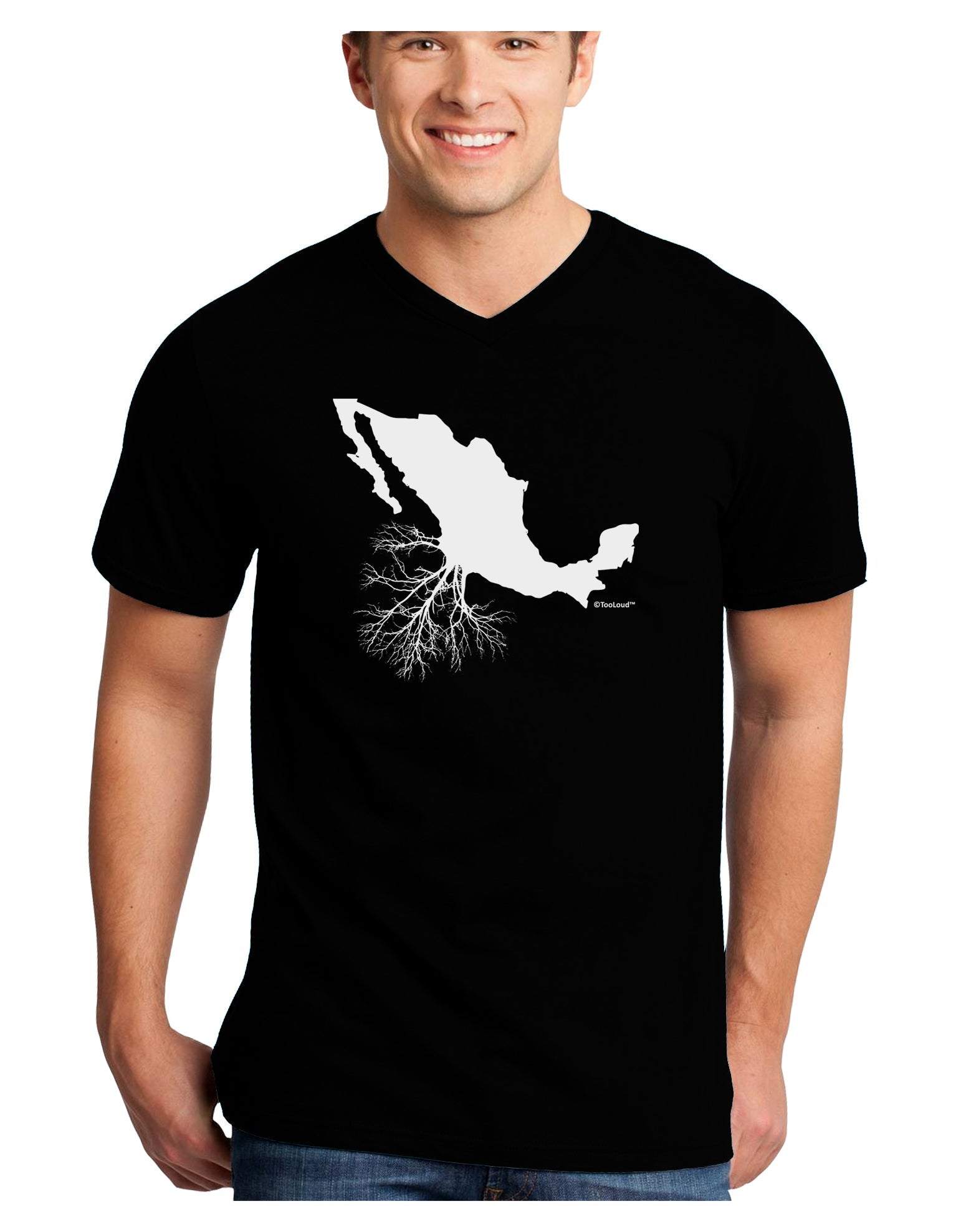 Mexican Roots Design Adult Dark V-Neck T-Shirt by TooLoud-Mens V-Neck T-Shirt-TooLoud-Black-Small-Davson Sales