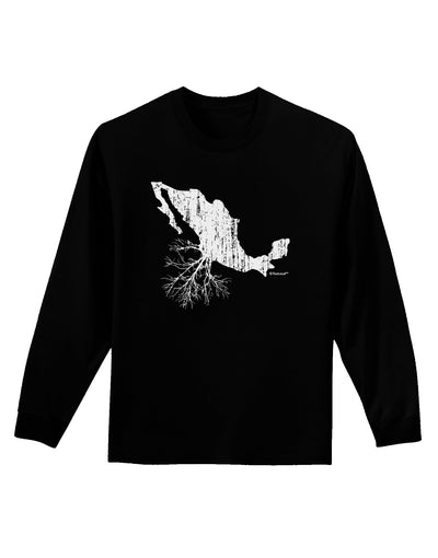 Mexican Roots Design - Distressed Adult Long Sleeve Dark T-Shirt by TooLoud-TooLoud-Black-Small-Davson Sales