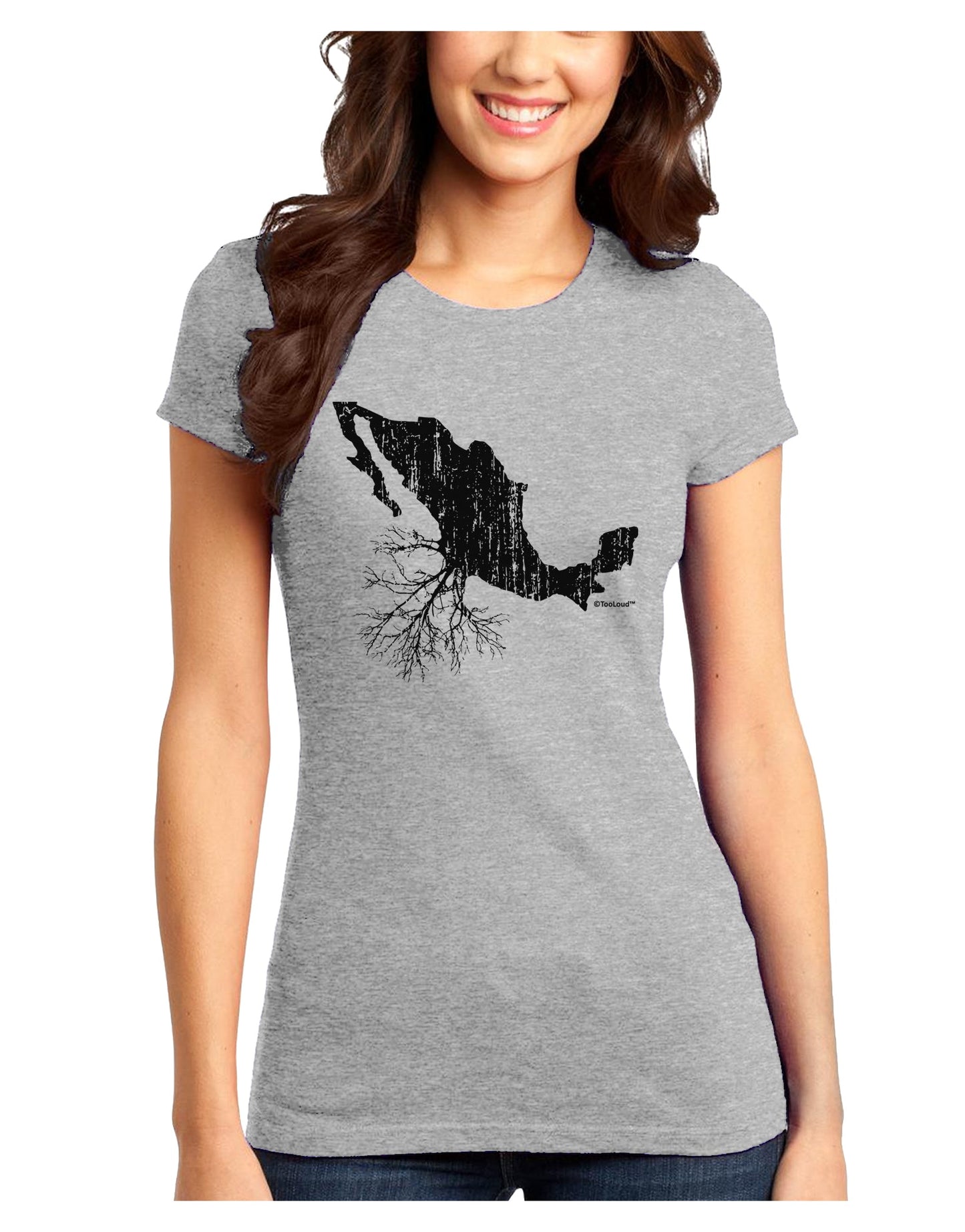 Mexican Roots Design - Distressed Juniors T-Shirt by TooLoud-Womens Juniors T-Shirt-TooLoud-Ash-Gray-Juniors Fitted X-Small-Davson Sales