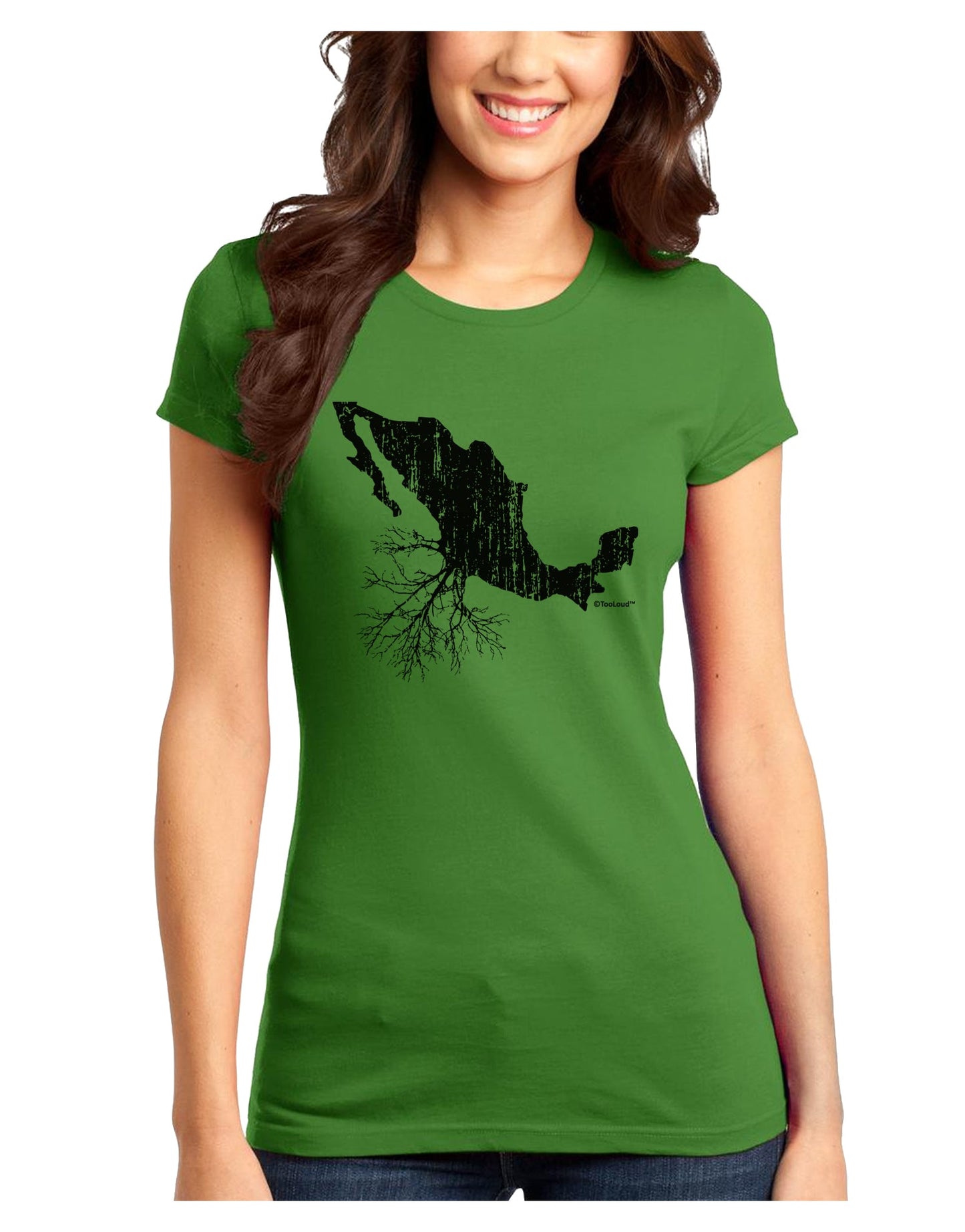 Mexican Roots Design - Distressed Juniors T-Shirt by TooLoud-Womens Juniors T-Shirt-TooLoud-Kiwi-Green-Juniors Fitted X-Small-Davson Sales