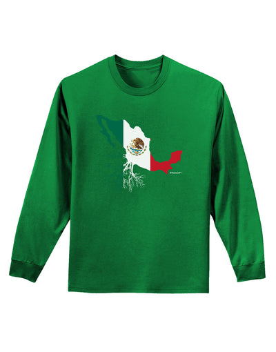 Mexican Roots - Mexico Outline Mexican Flag Adult Long Sleeve Dark T-Shirt by TooLoud-TooLoud-Kelly-Green-Small-Davson Sales