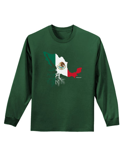 Mexican Roots - Mexico Outline Mexican Flag Adult Long Sleeve Dark T-Shirt by TooLoud-TooLoud-Dark-Green-Small-Davson Sales