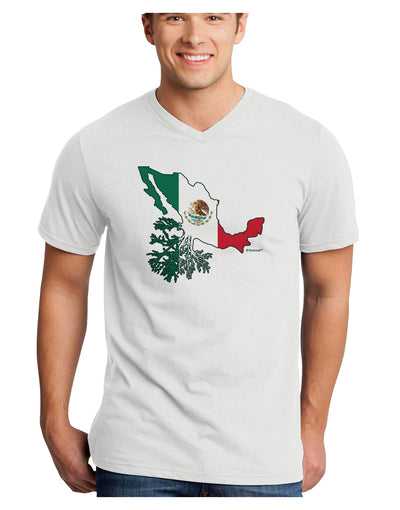 Mexican Roots - Mexico Outline Mexican Flag Adult V-Neck T-shirt by TooLoud-Mens V-Neck T-Shirt-TooLoud-White-Small-Davson Sales