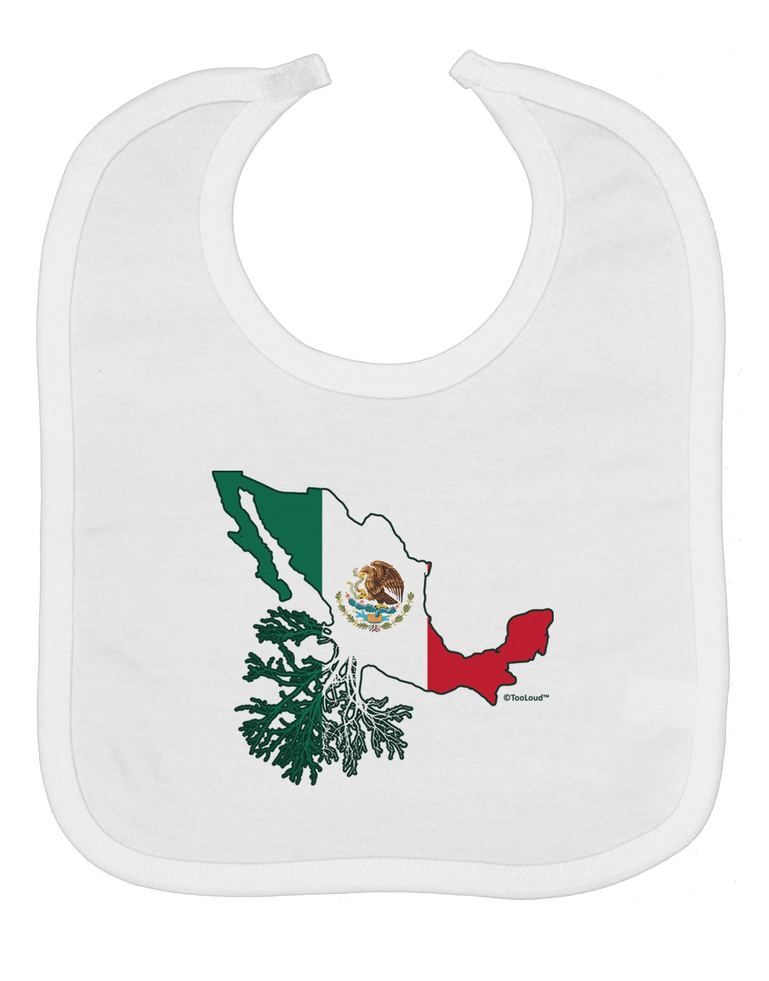 Mexican Roots - Mexico Outline Mexican Flag Baby Bib by TooLoud