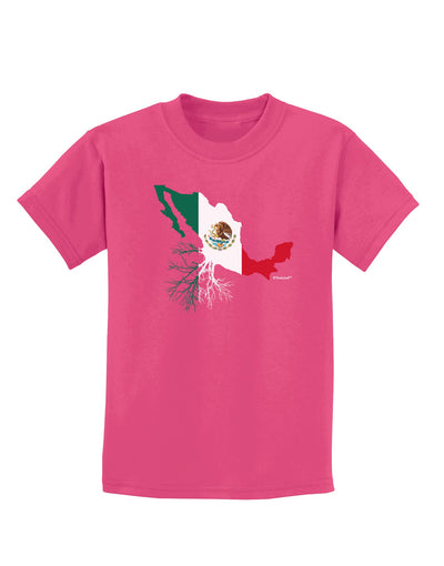 Mexican Roots - Mexico Outline Mexican Flag Childrens Dark T-Shirt by TooLoud-Childrens T-Shirt-TooLoud-Sangria-X-Small-Davson Sales