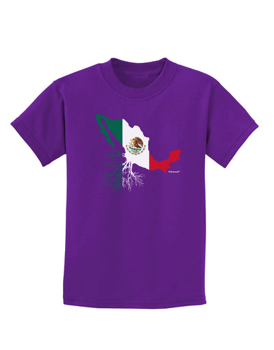 Mexican Roots - Mexico Outline Mexican Flag Childrens Dark T-Shirt by TooLoud-Childrens T-Shirt-TooLoud-Purple-X-Small-Davson Sales