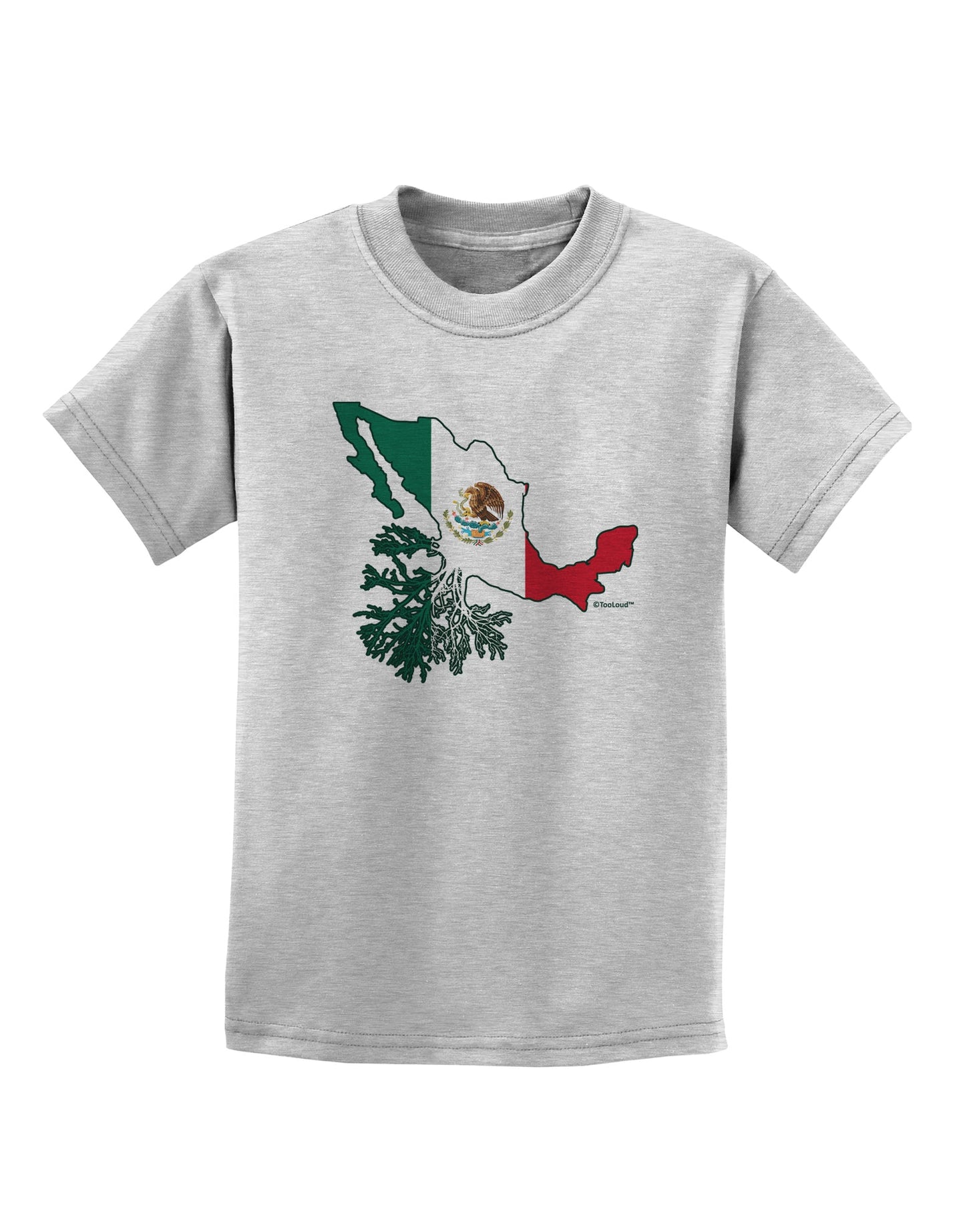 Mexican Roots - Mexico Outline Mexican Flag Childrens T-Shirt by TooLoud-Childrens T-Shirt-TooLoud-AshGray-X-Small-Davson Sales