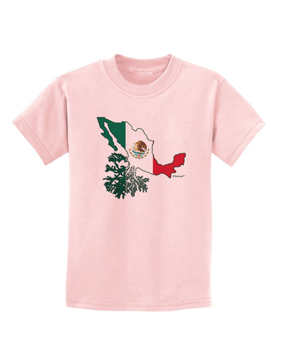 Mexican Roots - Mexico Outline Mexican Flag Childrens T-Shirt by TooLoud-Childrens T-Shirt-TooLoud-PalePink-X-Small-Davson Sales