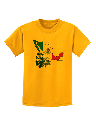 Mexican Roots - Mexico Outline Mexican Flag Childrens T-Shirt by TooLoud-Childrens T-Shirt-TooLoud-Gold-X-Small-Davson Sales