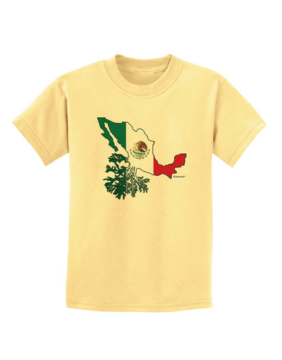 Mexican Roots - Mexico Outline Mexican Flag Childrens T-Shirt by TooLoud-Childrens T-Shirt-TooLoud-Daffodil-Yellow-X-Small-Davson Sales