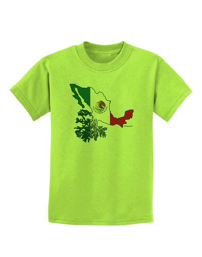 Mexican Roots - Mexico Outline Mexican Flag Childrens T-Shirt by TooLoud-Childrens T-Shirt-TooLoud-Lime-Green-X-Small-Davson Sales