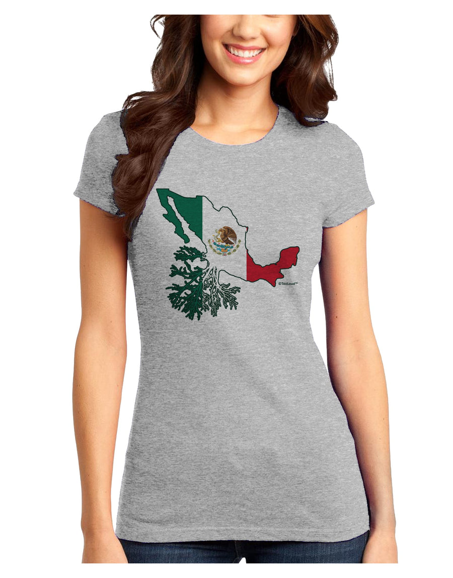 Mexican Roots - Mexico Outline Mexican Flag Juniors T-Shirt by TooLoud-Womens Juniors T-Shirt-TooLoud-White-Juniors Fitted X-Small-Davson Sales