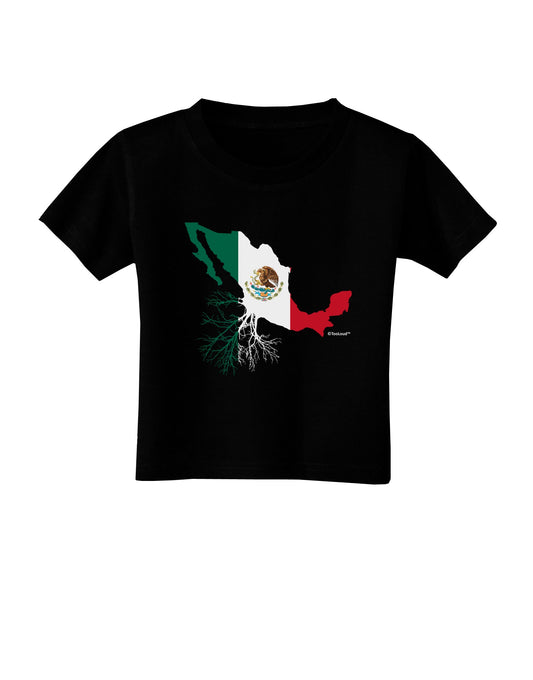 Mexican Roots - Mexico Outline Mexican Flag Toddler T-Shirt Dark by TooLoud-Toddler T-Shirt-TooLoud-Black-2T-Davson Sales