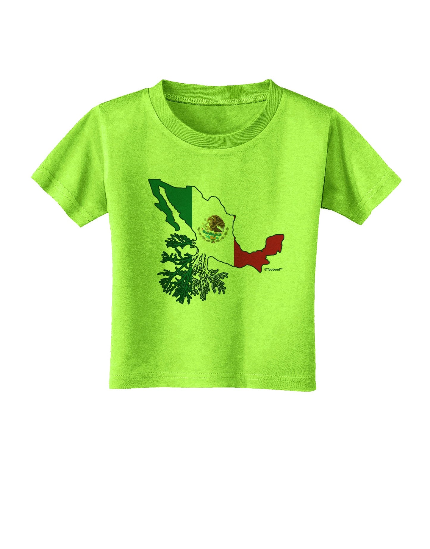 Mexican Roots - Mexico Outline Mexican Flag Toddler T-Shirt by TooLoud-Toddler T-Shirt-TooLoud-Lime-Green-2T-Davson Sales