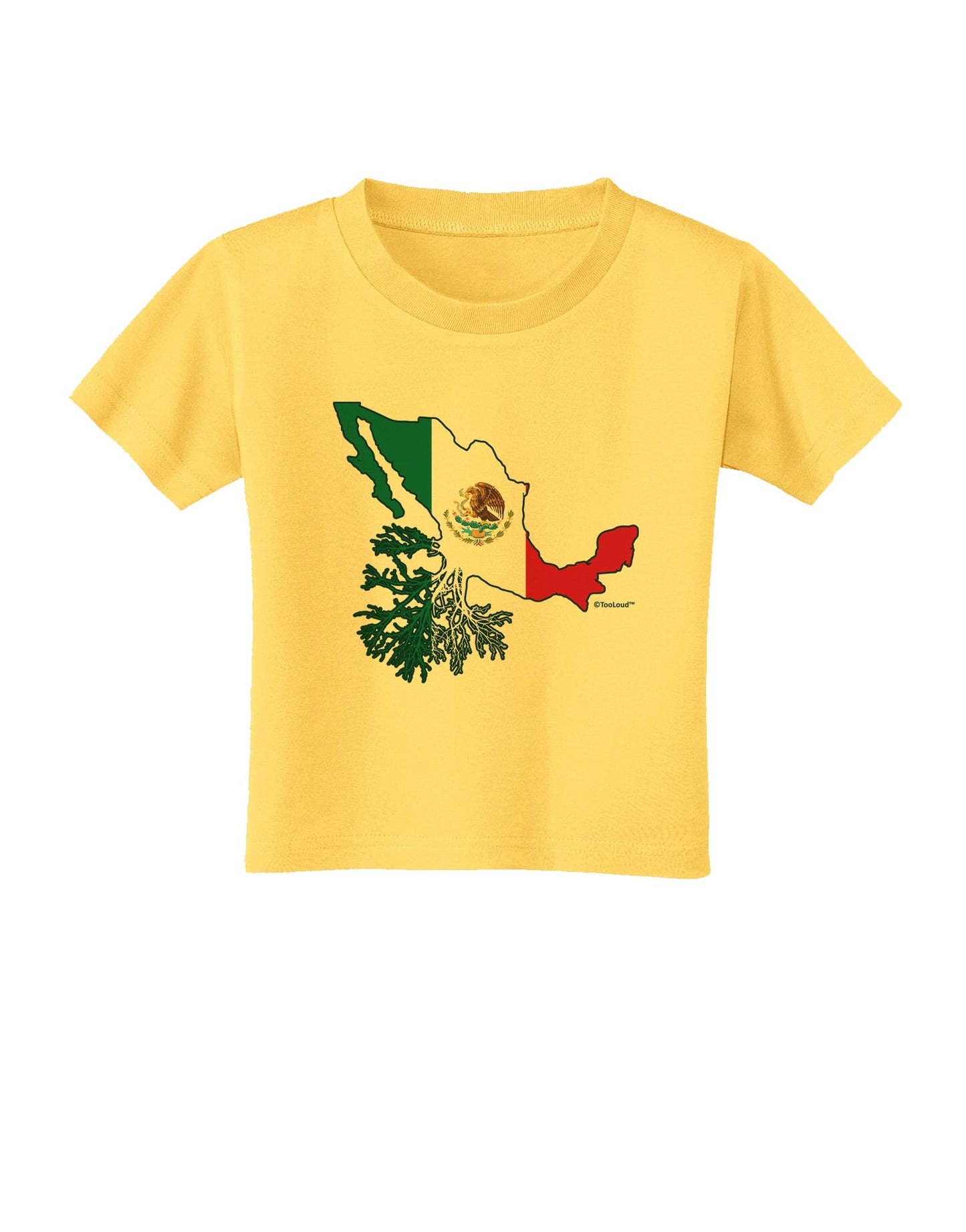 Mexican Roots - Mexico Outline Mexican Flag Toddler T-Shirt by TooLoud-Toddler T-Shirt-TooLoud-Yellow-2T-Davson Sales