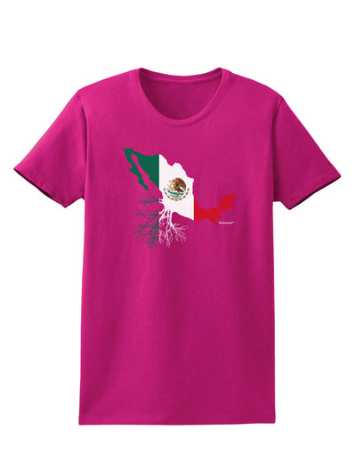 Mexican Roots - Mexico Outline Mexican Flag Womens Dark T-Shirt by TooLoud-Womens T-Shirt-TooLoud-Hot-Pink-Small-Davson Sales