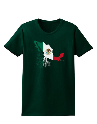 Mexican Roots - Mexico Outline Mexican Flag Womens Dark T-Shirt by TooLoud-Womens T-Shirt-TooLoud-Forest-Green-Small-Davson Sales